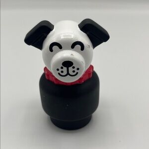 2008 Fisher Price Little People Lucky Dog Black & White With Red Collar